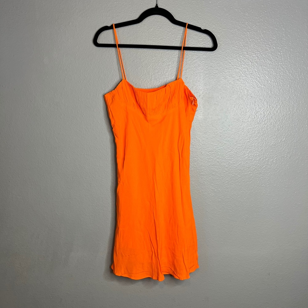 Olivaceous‎ Orange Mini Dress Size M Square Neck Spaghetti Strap NWT